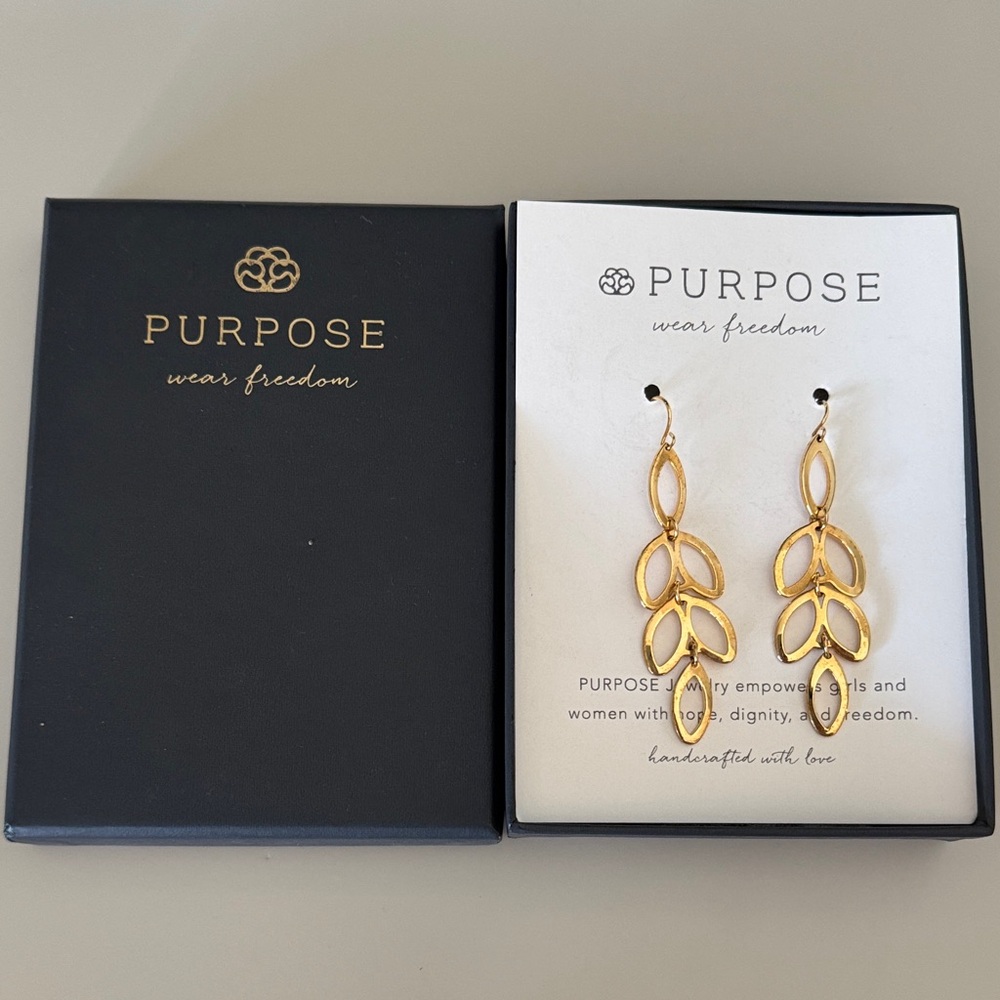 Gold Plated Leaf Drop Earrings